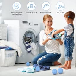 SnelShoppen - 6-Pack Wasmachine Droogballen - Herbruikbare Wasballen - Tumble Dryer Ballen - Milieuvriendelijk PVC - Blauw - Efficiënte Wasaccessoires — thumbnail 3