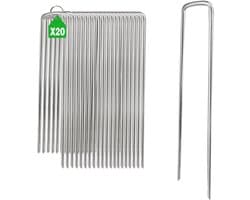 SnelShoppen - Pack van 20 Galvaniseerde Stalen Grondankers 200x25x4 mm - Tuin Haringen, Tentankers, Grondpinnen voor Onkruiddoek en Tuinfleece