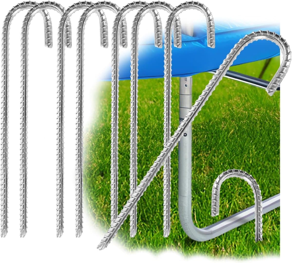 SnelShoppen - 8 x XL Grondankers J-vorm 38 cm - Stalen Tentankers, Galvaniseerd, Voor Camping, Paviljoens, Bouncy Castles, Trampolines, Stabiel en Roe — afbeelding 1