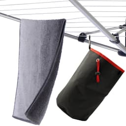 Wasknijperzak met ophanglussen - Waterdichte duurzame wasknijperzak ophangtas - Zwart — thumbnail 4