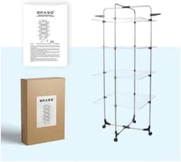 Droogtoren 4 Lagen - Wasrek Staand - Kleding Drogen - 40 Meter Drooglengte - 68x68x170 cm - Wit — thumbnail 5