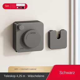 Uittrekbare waslijn - Wand waslijn - Ruimte besparen - Sterk draagvermogen - 20 kg - Zwart — thumbnail 2