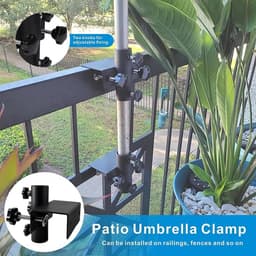 Parasolhouder voor balkon - Zwart - Ø 40 mm - Verstelbare Gietijzeren Houder voor Balkonleuning — thumbnail 2
