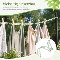 Waslijn caravan - Roze-groen - 16 m - Antislip en Verstelbare Waslijn met Haken - Voor Camping, Tuin en Reizen — thumbnail 4