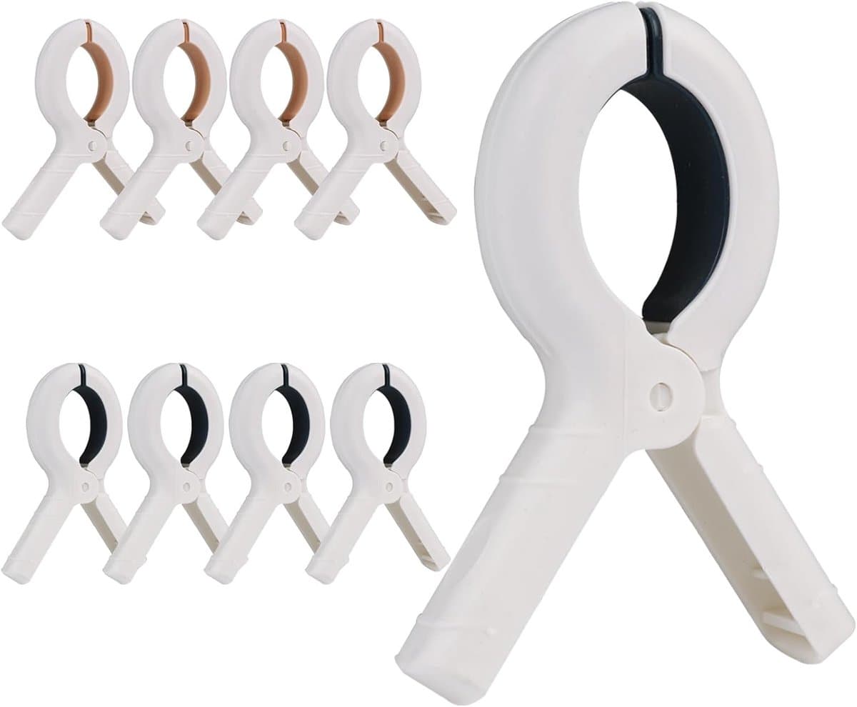 8 stuks duurzame plastic strandhanddoekklemmen, strandhanddoekklemmen voor strandstoel, grote wasklemmen voor strandstoel, lakens, dekbedden, dekens, kleding — afbeelding 1