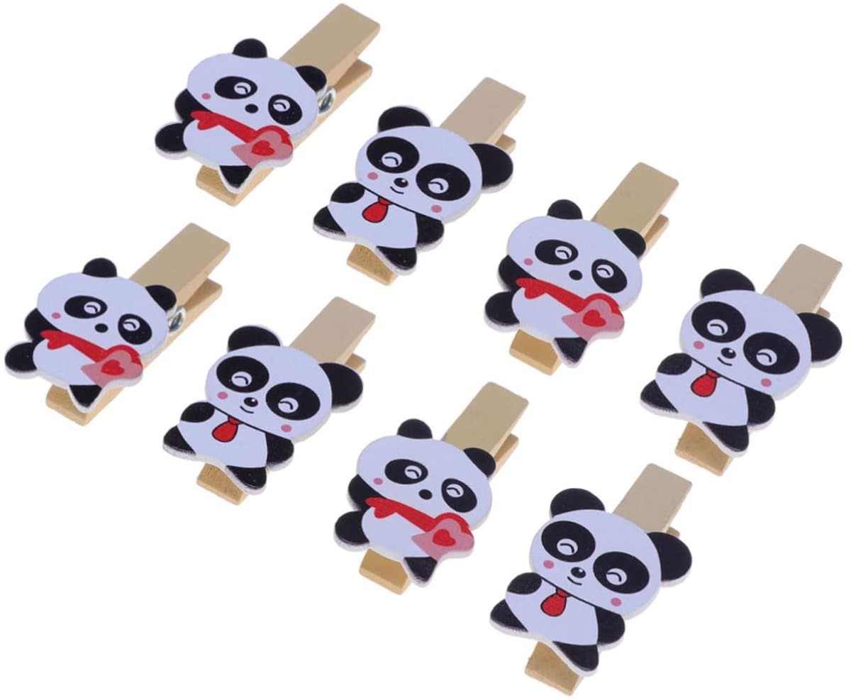 Houten Wasknijpers - Kleine Clips - Foto's Ophangen - Met Decoratieve Patronen - 8 Stuks - Gekleurd — afbeelding 1