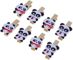 Houten Wasknijpers - Kleine Clips - Foto's Ophangen - Met Decoratieve Patronen - 8 Stuks - Gekleurd — thumbnail 1