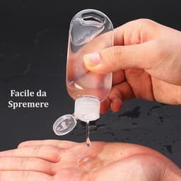 50 stuks lege reisflessen van 50 ml van transparante kunststof met sleutelhanger, flessen voor cosmetica, perfect voor het desinfecteren van de handen, lotion enz, Transparant, 30 pezzi — thumbnail 5