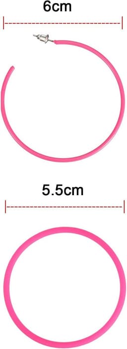 jaren 80 kostuum accessoires set, lippen print T-shirt kant hoofdband oorbellen ketting armband voor jaren 80 themafeest (rozenrood, XXL) — thumbnail 4
