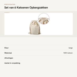 Waszak Groot - Waszakken voor Wasgoed - Opbergtas - Opbergbak - Opbergzakken Kleding - Milieuvriendelijk Katoen - 30 x 40 cm - Opbergzak — thumbnail 3