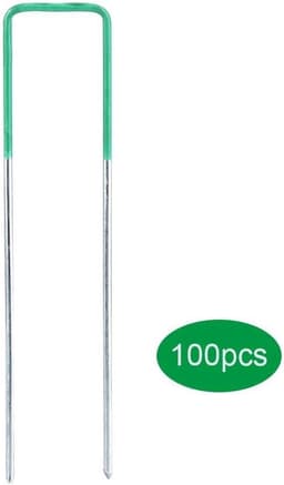 SnelShoppen - 100 Stuks Grondankers 150mm Half Groene Kunstgras U-Pinnen Tuinbevestigingshaken Stalen Grondpennen voor Tuin, Camping en Zonwering — thumbnail 5
