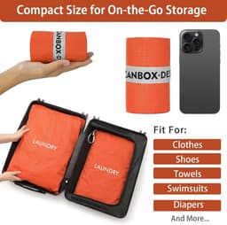 SnelShoppen - 2 Pack Waterdichte Waszakken met Rits | 60x45cm en 55x35cm Vouwbare Waszakken voor Thuis, Reis, Vakantie, Machinewasbaar — thumbnail 4