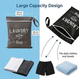 SnelShoppen - Travel Set (Grijs-Zwart, Medium) - Waterdichte Waszak voor Vuile Kleding, Vouwbare Nat Zak voor Sport, Zwemmen, Kamperen en Vakantie, Ge — thumbnail 4