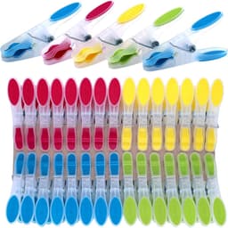 SnelShoppen - 30 Stuks Kleurige Wasknijpers - Weerbestendige Plastic Klemmen met Softgrip voor Kleding, Handdoeken, Sokken - 8.3 x 4 cm in Blauw, Geel — thumbnail 1