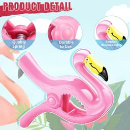 SnelShoppen - Towel Clips voor Strandstoelen - 2 Stuks Grote Strandhanddoek Klemmen Flamingo - Handdoek Klemmen voor Strand, Bad, Zwembad - Duurzaam K — thumbnail 5