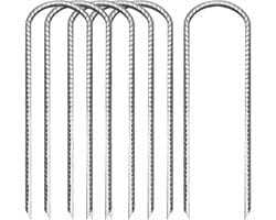 Set van 6 U-vormige zware metalen tentpinnen van 30 cm, gegalvaniseerd staal, windbestendige grondankers voor trampolines, bouncy castles en campingaccessoires