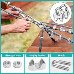 SnelShoppen - 20 Stuks M6 Stalen Kabelclips U-Klemmen RVS Met Sluitmoeren Voor Tuin, Kledinglijn, Tuinhek, Kabelbevestiging, Binnen en Buiten — thumbnail 3