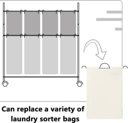 Dailygoods - Vervangende Waszakken voor Was Sorter - Set van 3 in Beige, Grijs en Zwart — thumbnail 5