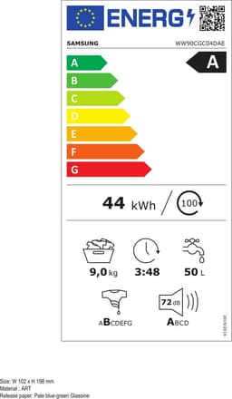 Samsung WW90CGC04DAELE - Wasmachine - Voorbelading - 9 kg - 1400 RPM - Wit — thumbnail 2
