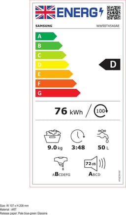 Samsung EcoBubble WW90T4540AE - Wasmachine - 9kg - AddWash - Energielabel D — thumbnail 2