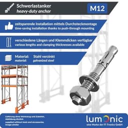 Zwaardere Zwaarlastanker M12 x 95mm verzinkt voor metaalankers en doorsteekinstallaties — thumbnail 4