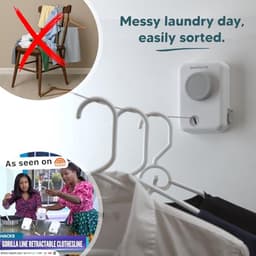 Intrekbare waslijn voor binnen en buiten | Heavy Duty en ruimtebesparend ontwerp | Perfect voor het drogen van kleding — thumbnail 2