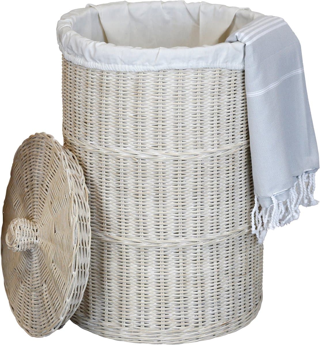 Opbergmand met deksel – Rieten wasmand – 75 l – Wasverzamelaar — afbeelding 1