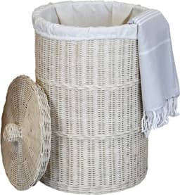 Opbergmand met deksel – Rieten wasmand – 75 l – Wasverzamelaar — thumbnail 1