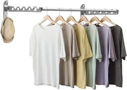 Droogrek voor Kleding Wandmontage - Ruimtebesparend Vouwrek incl. Intrekbare Staaf - Kleine Onzichtbare Opvouwbare Hanger voor Jas - Deurhangend en Opvouwbaar - Droogrek voor . — thumbnail 1