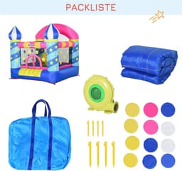 Opblaasbaar Springkasteel met Glijbaan voor Kinderen | Speelkasteel voor 2 Personen | Veilig en Snelle Opblaasfunctie | Geschikt voor 3-12 Jaar — thumbnail 3