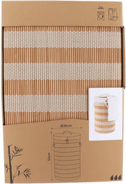 Tendance Wasmand Rustic met deksel bamboe - naturel - rond - katoen/bamboe - 67 liter - 35 x 35 x 55 cm — thumbnail 3