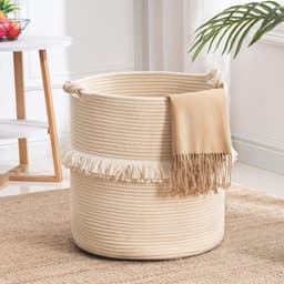 Opbergmand voor speelgoed en kleding - Grote geweven touwwasmand voor babykamer en woonkamer, 39,9 x 42,9 cm — thumbnail 1