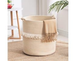 Opbergmand voor speelgoed en kleding - Grote geweven touwwasmand voor babykamer en woonkamer, 39,9 x 42,9 cm
