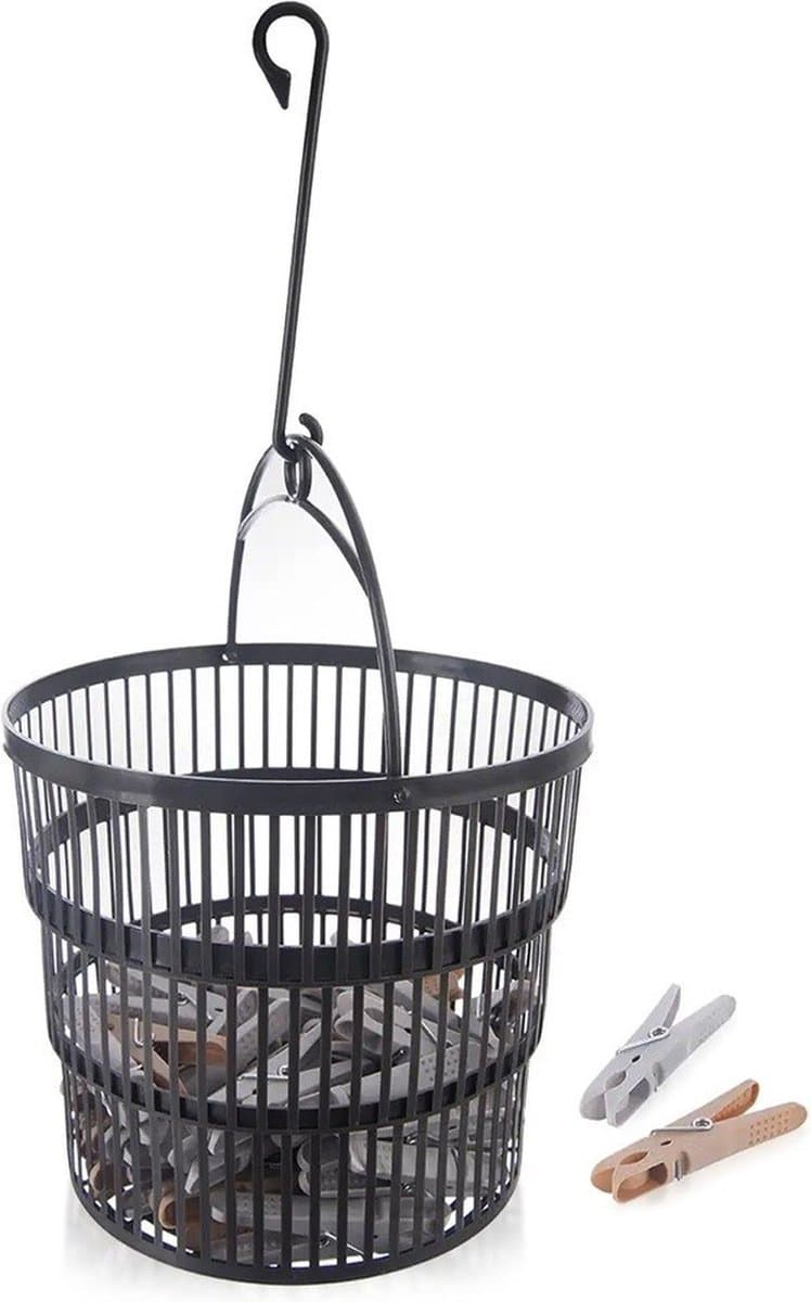 Wasknijpers in Opvouwbare Mand 50 stuks - Set - Wasgoedknijpers - Knijpers voor Wasrek - Laundry — afbeelding 1