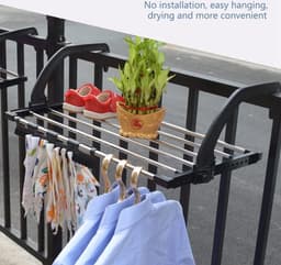 Droogschoenenrek voor balkon en vouwraam - wandluierdroger en radiator-wasdroger - op te hangen wasrek opvouwbaar - indoor handdoekhouder - 40 cm folding wall laundry rack — thumbnail 3