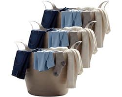 Excellent Houseware Flexibele wasmand - 3x - beige - 30 liter - kunststof - 54 x 37 cm - met handvatten — afbeelding 1