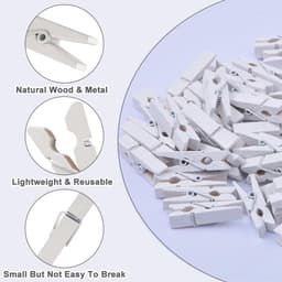 150 Stuks Mini Houten Haringen Witte Decoratieve Clips + Jute Koord - Fotoclips Wasknijpers Foto's Ansichtkaarten Memo DIY Ambachtelijke Decoratie — thumbnail 2