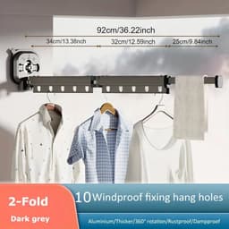 Uitschuifbaar wand-wasdroogrek 92cm PYTHON — thumbnail 4