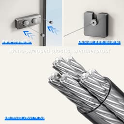 Intrekbare Dubbele Waslijn voor Binnen en Buiten - Uitschuifbaar RVS Waslijnen met Anti-Doorzak Mechanisme — thumbnail 3