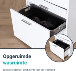Washcab® Wasmachine Kast - Wasmachine Verhoger - Wasmachine Ombouw - Met lade - Wit - Duo Set High 1 — thumbnail 4