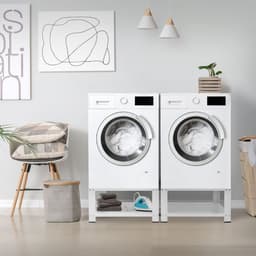 Wasmachine verhoger, Wasmachine Onderstel dubbele set 63x54x32 cm met planchet in wit ML design — thumbnail 2