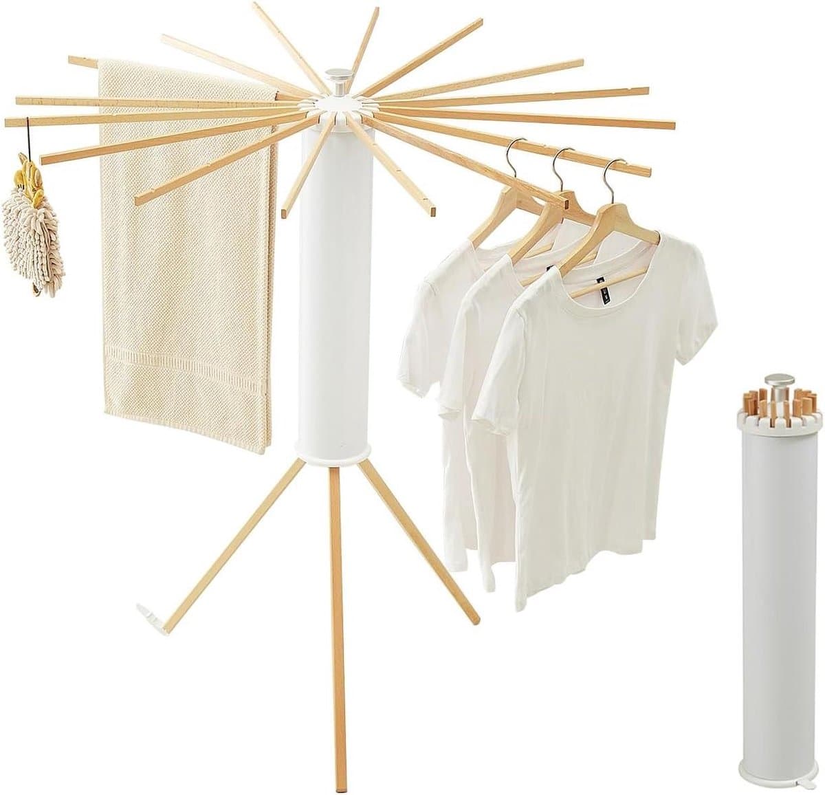 Tripod Drying Rack for Clothes - Portable and Foldable Space Saving Clothes Drying Rack with 16 Wooden Bars — afbeelding 1