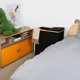RFWR® Dubbele wasmand 140 l met deksel en 2 vakken - Grote wasverzamelaar voor het gehele gezin — thumbnail 2