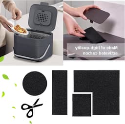 24 Stuks Rectangulaire Compostbin Filters van 12x12cm, 1cm Dikke Actieve Koolstof Geurfilter, Vervangingsfilters voor Keukencompostbakken, Zwart en Duurzaam — thumbnail 4