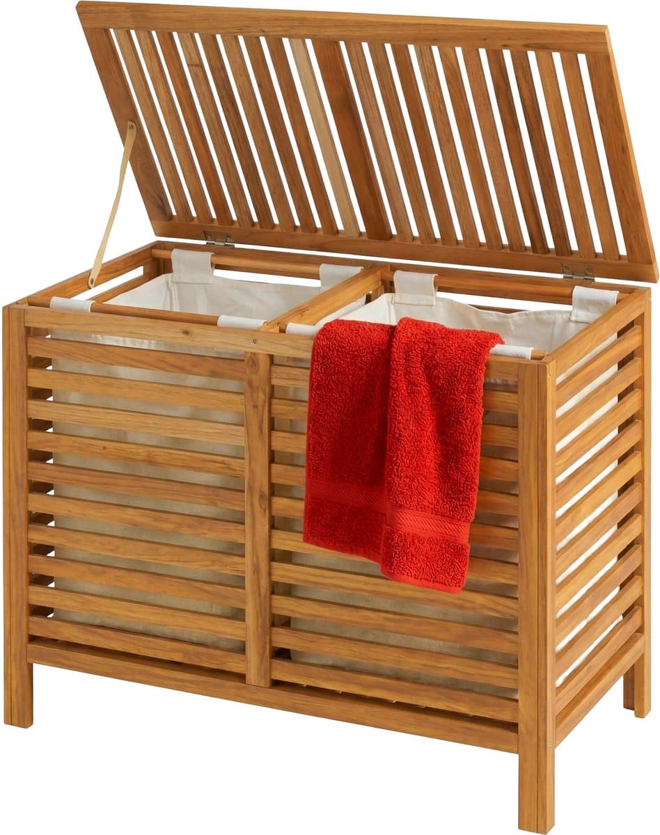 Wasmand 2 vakken - 150 liter - hout — afbeelding 1