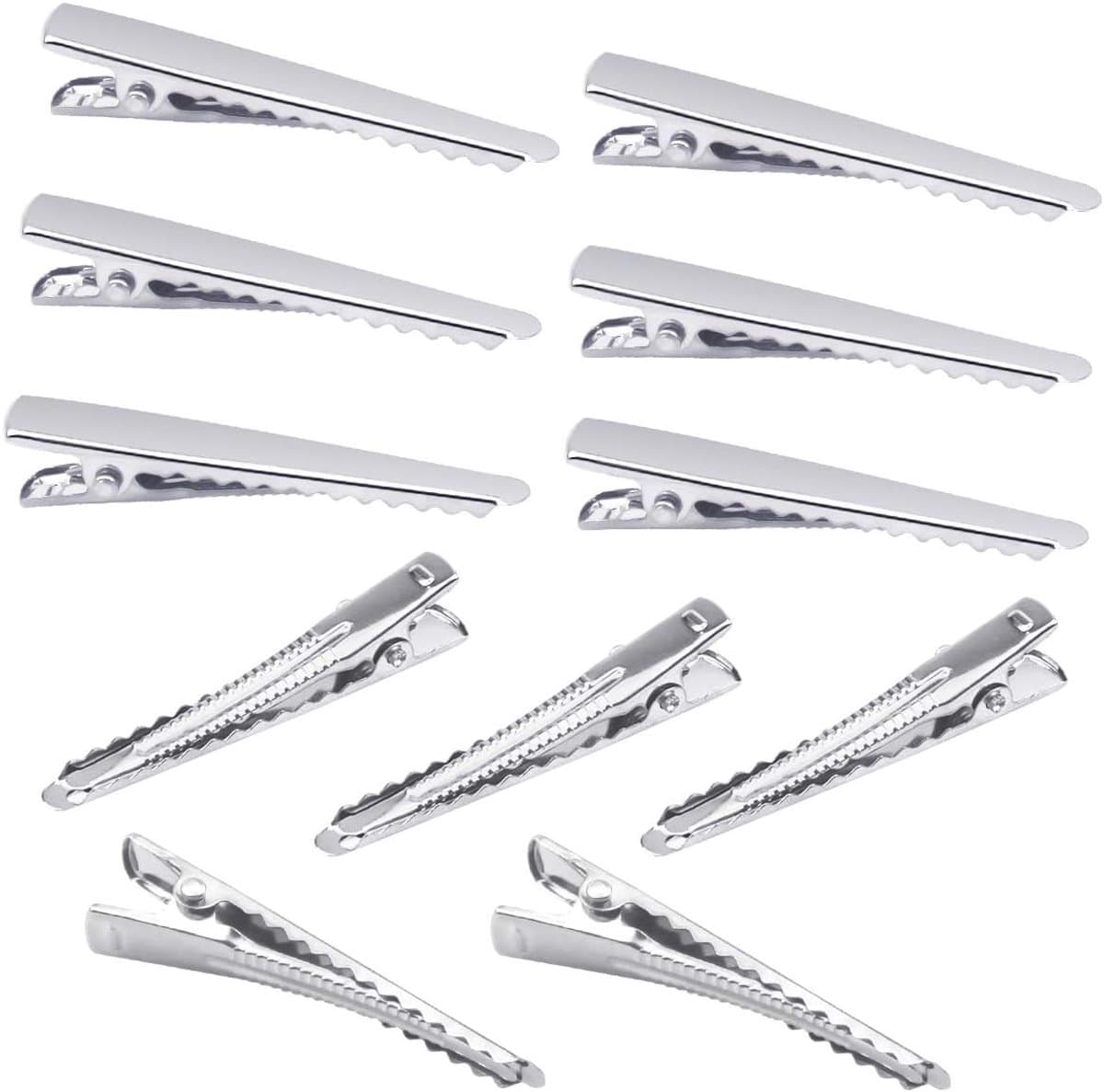 Haarclips Krokodil - Metalen Klemmen - Haar Stylen - Roestbestendig Nikkel - 45 mm 100 Stuks - Zilver — afbeelding 1