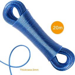 Waslijn Staaldraad - Waslijn Buiten Binnen - Kleding Drogen - Versterkt Staaldraad - 20 Meter - Blauw — thumbnail 2