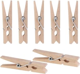Houten Kledingknijpers - 100 Stuks Mini Decoratieve Knijpers voor Creatieve Klussen en Kledingopslag — thumbnail 1