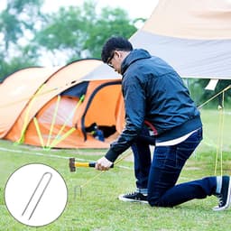 Dailygoods- Grondankers U-vormig 30 cm - Stabiele Haringen - Verzinkt - Stormbestendig - Set van 8 - Geschikt voor Trampoline/Camping - Tentharingen — thumbnail 4