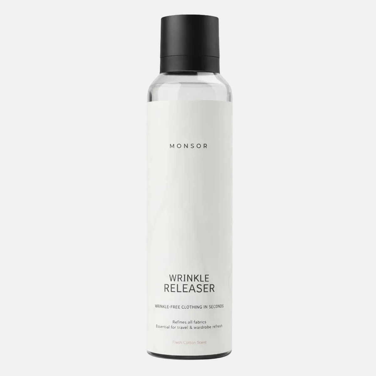 Monsor Wrinkle Releaser Spray - 200ml - Anti-Kreuk Spray & Textielverfrisser - Ontkreukt kleding zonder strijkijzer - Frist kleding op met frisse geur - Kreukspray voor onderweg - 99% natuurlijk, vegan & PFAS-vrij - Reizen & dagelijks gebruik — afbeelding 1